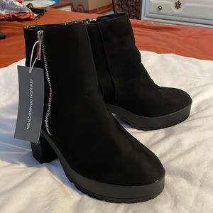 NWT French Connection suede black booties with zipper